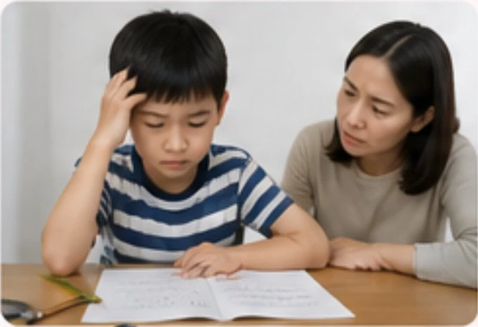 Parent and child studying